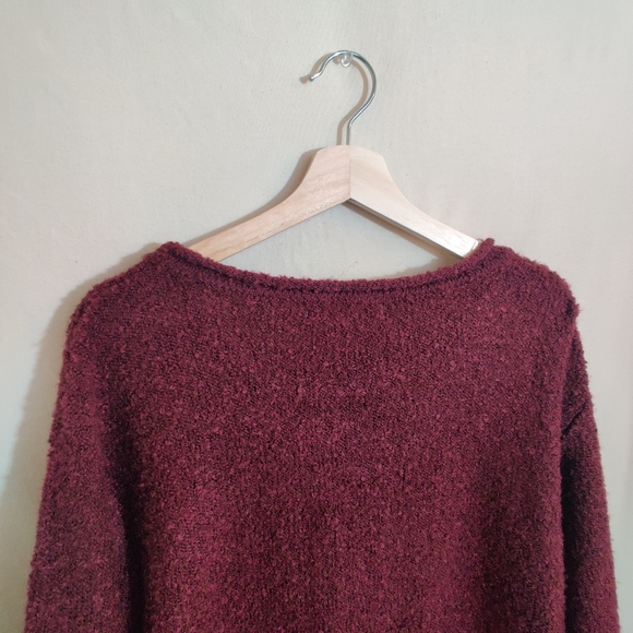 LULU B Colorful Comfy Clothing Burgundy Teddy Scoop Neck Long Sleeve Sweater L - Picture 8 of 11
